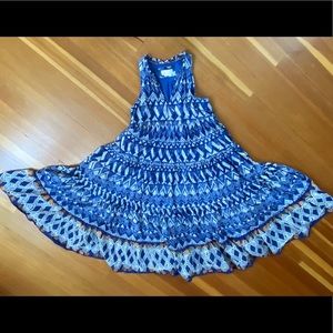 Anthologie By Anthropologie blue ethnic sleeveless maxi boho vintage style dress